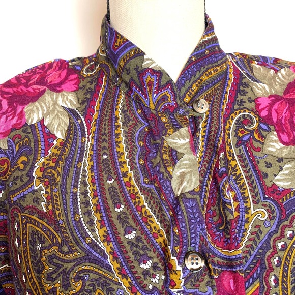 Vintage 80s Koret Turtleneck Button Down Blouse- 14 - Picture 8 of 11